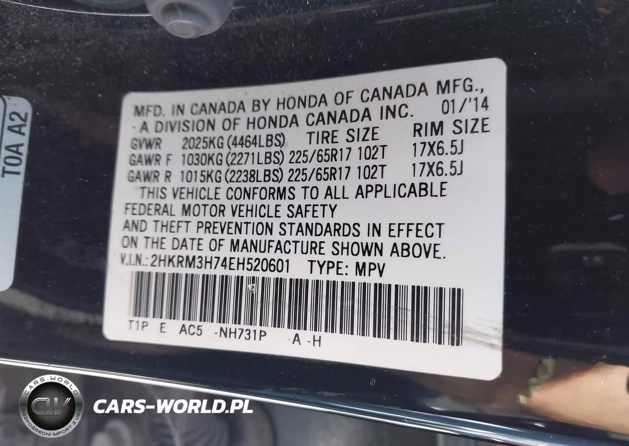 2014 Honda Cr-V Ex-L VIN:2HKRM3H74EH520601 - 9