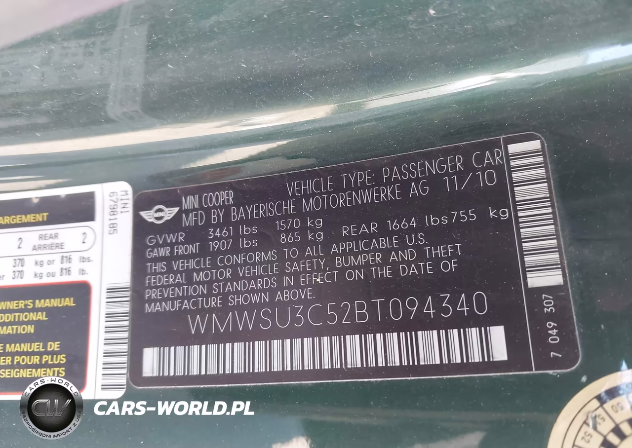 2011 Mini Cooper VIN:WMWSU3C52BT094340 - 9