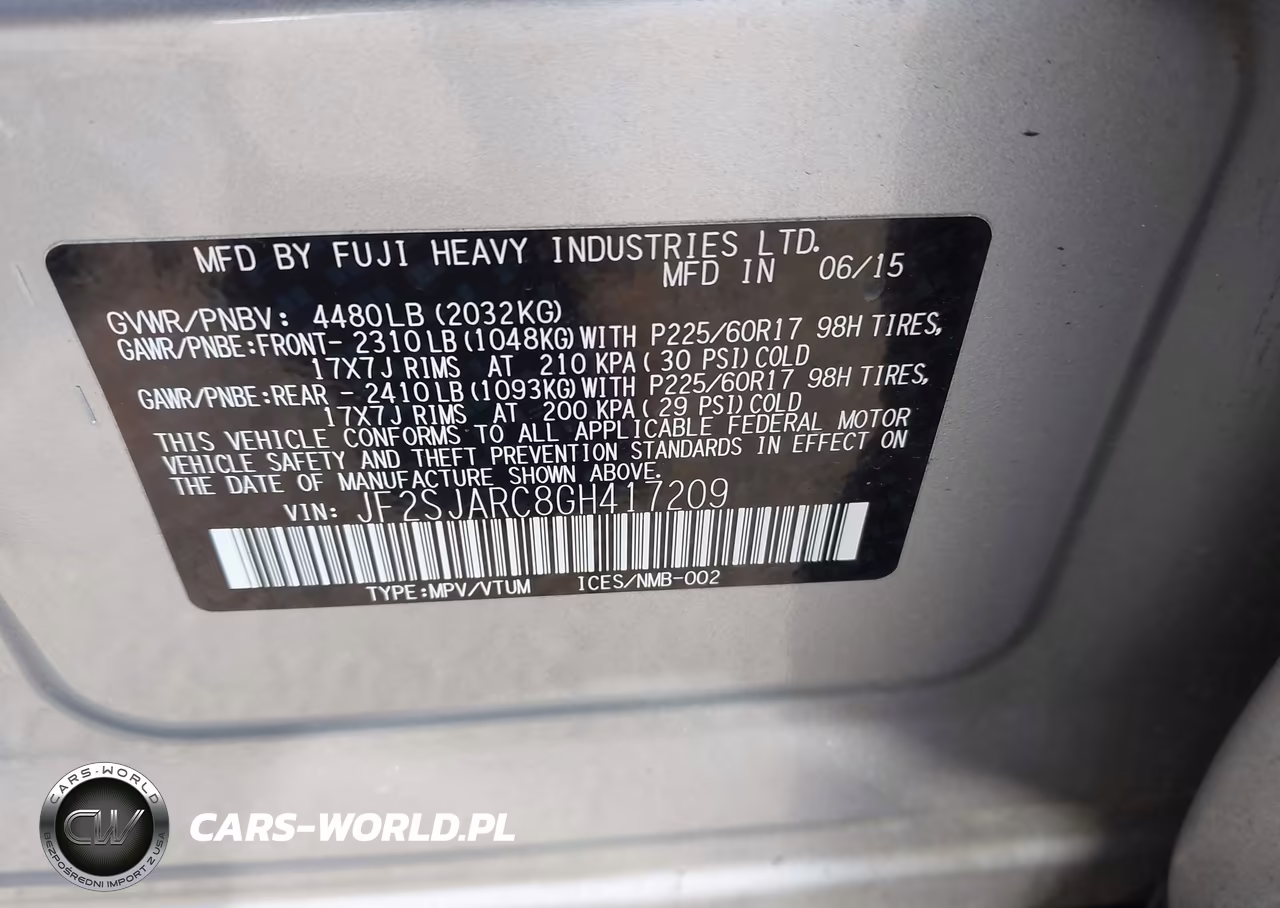 2016 Subaru Forester 2.5I Limited VIN:JF2SJARC8GH417209 - 9