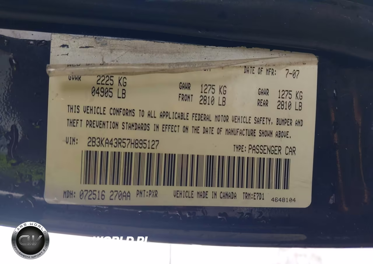 2007 Dodge Charger VIN:2B3KA43R57H895127 - 9