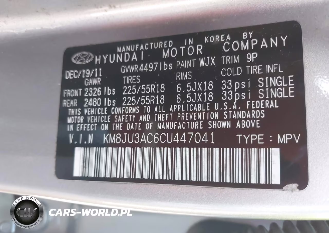 2012 Hyundai Tucson Limited VIN:KM8JU3AC6CU447041 - 9