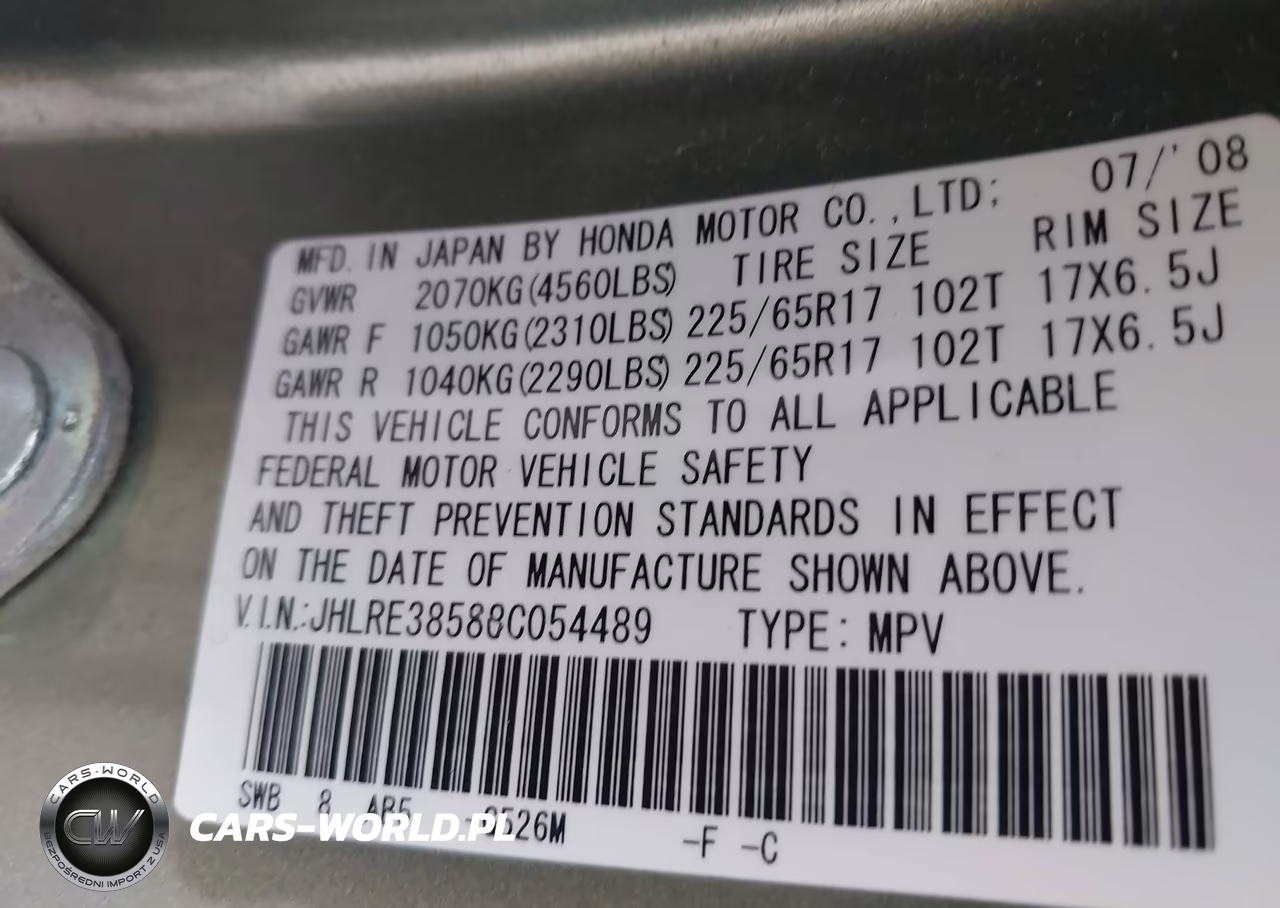 2008 Honda Cr-V Ex VIN:JHLRE38588C054489 - 9