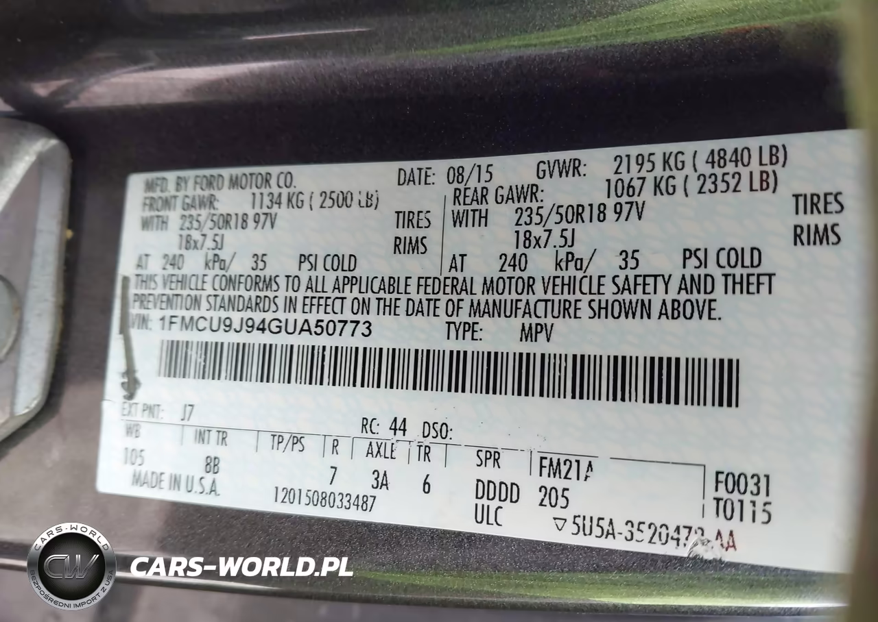 2016 Ford Escape Titanium VIN:1FMCU9J94GUA50773 - 9