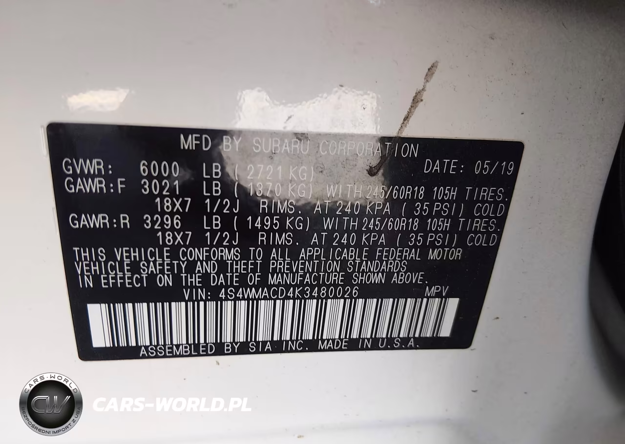 2019 Subaru Ascent Premium VIN:4S4WMACD4K3480026 - 9