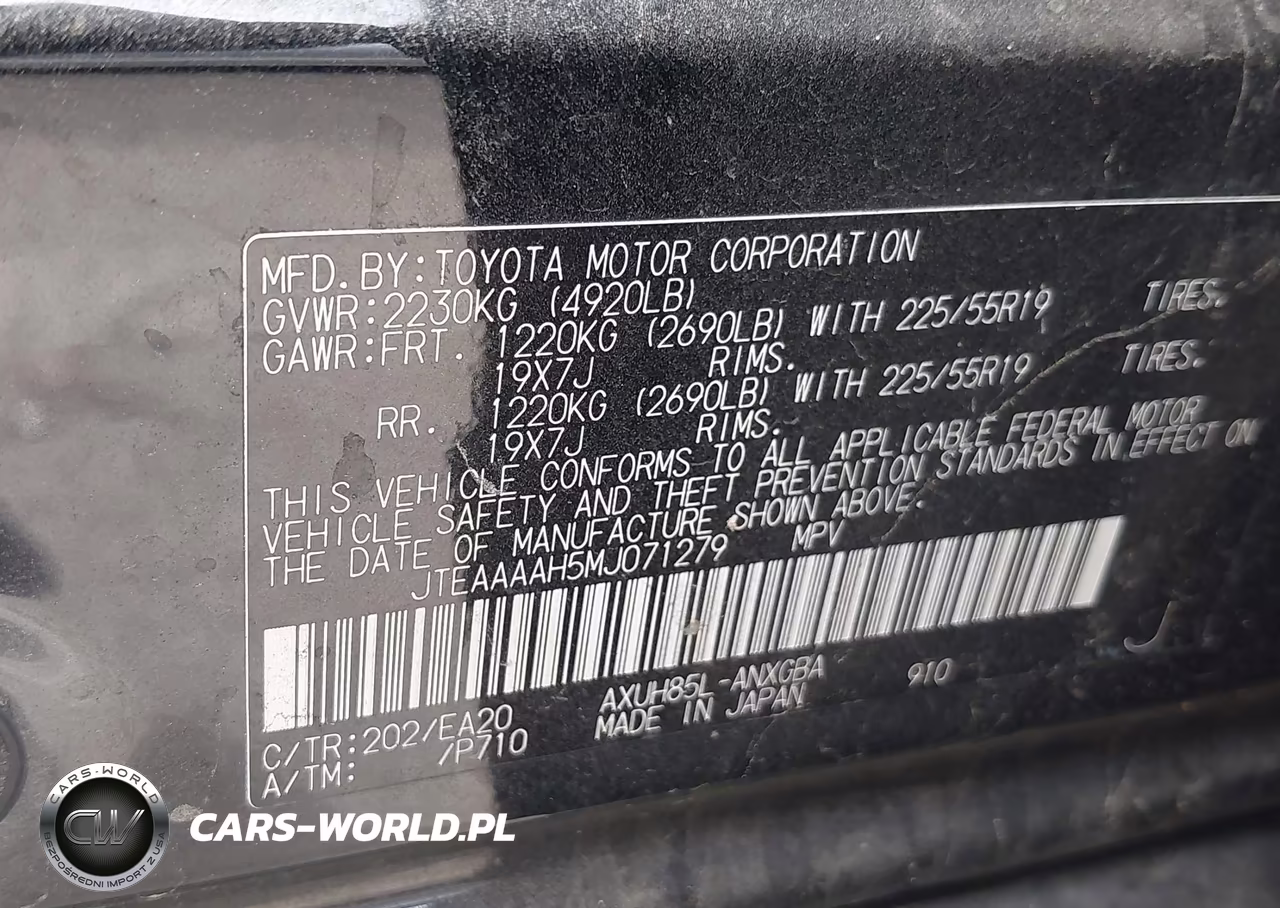 2021 Toyota Venza Xle VIN:JTEAAAAH5MJ071279 - 9