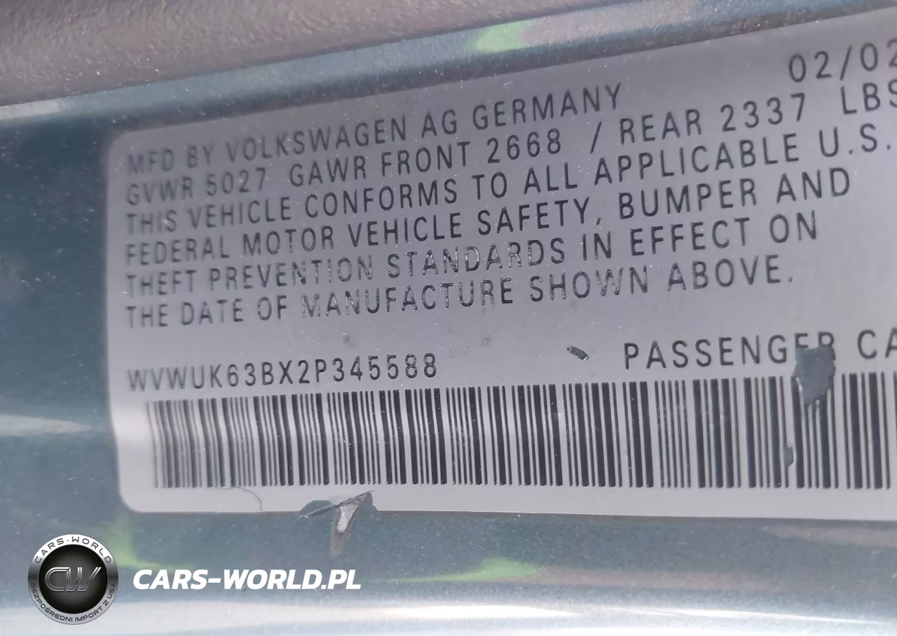 2002 Volkswagen Passat W8 VIN:WVWUK63BX2P345588 - 9