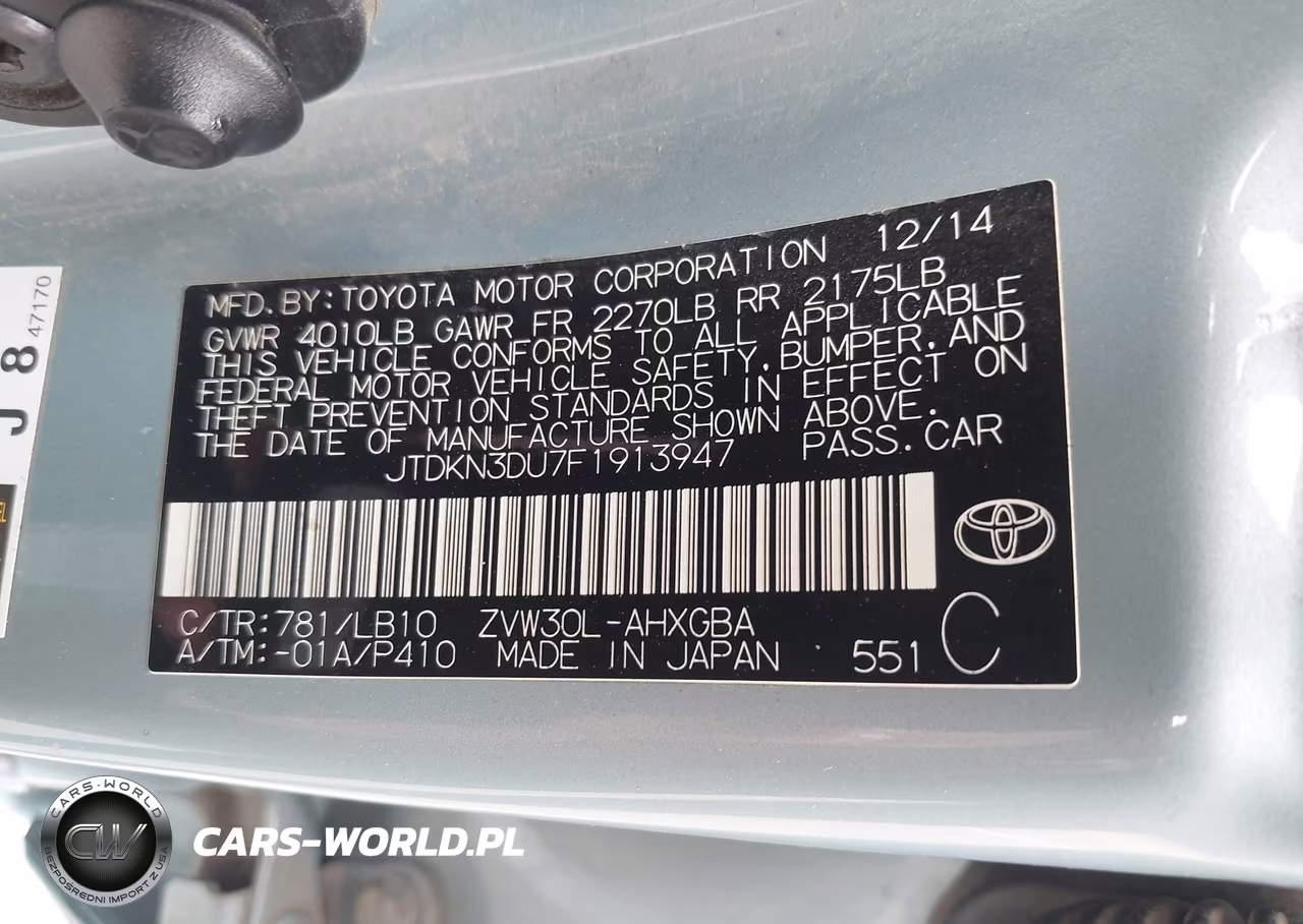 2015 Toyota Prius Four VIN:JTDKN3DU7F1913947 - 9