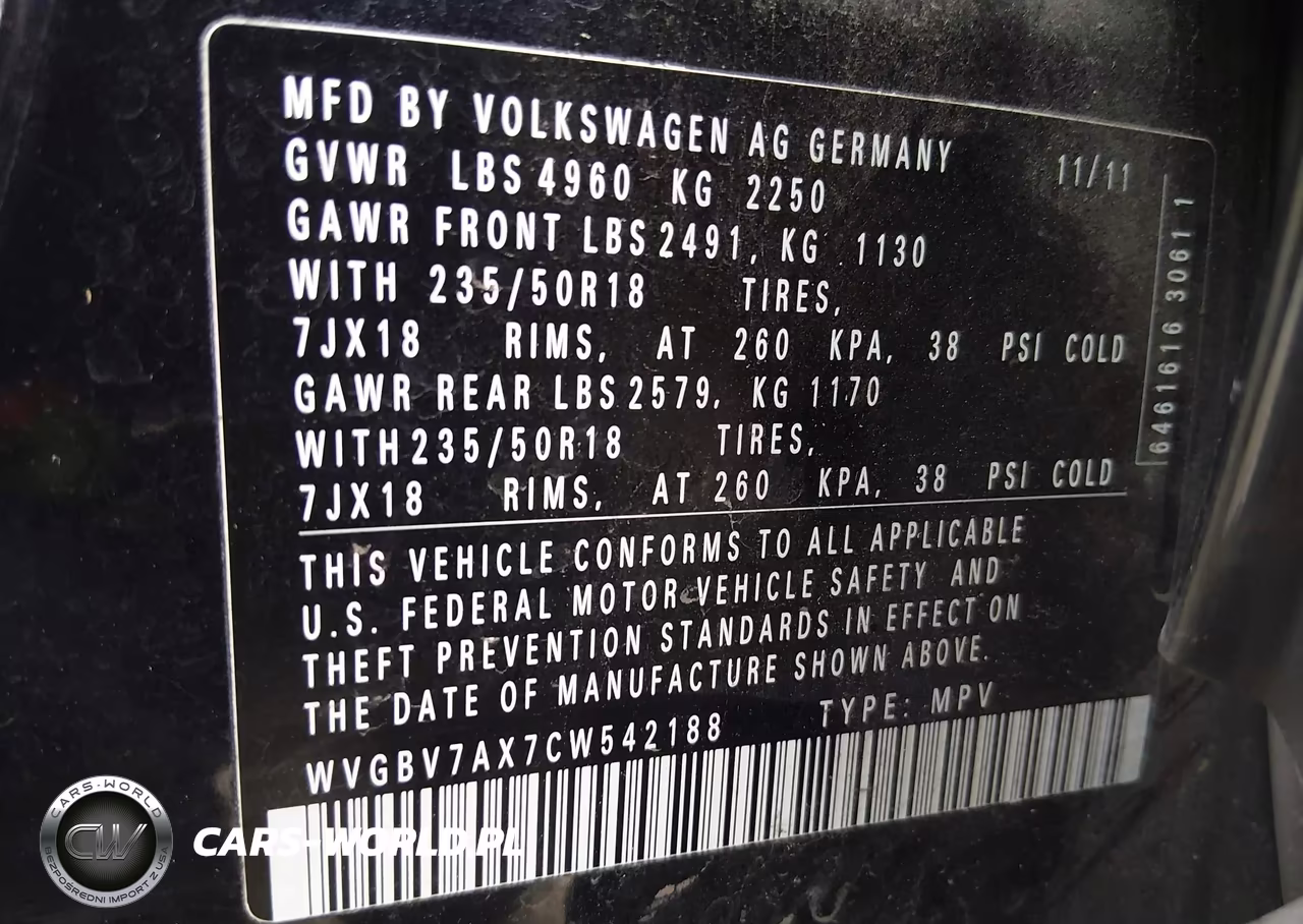 2012 Volkswagen Tiguan Se VIN:WVGBV7AX7CW542188 - 9