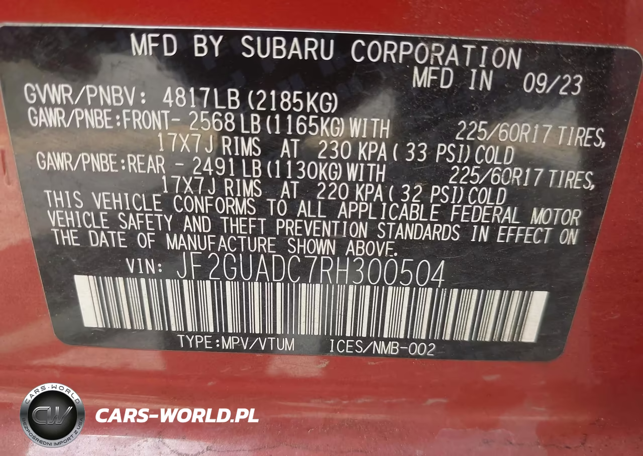 2024 Subaru Crosstrek Premium VIN:JF2GUADC7RH300504 - 9