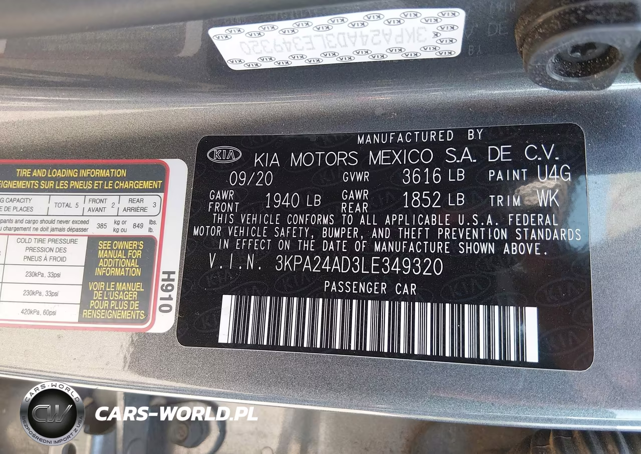 2020 Kia Rio S VIN:3KPA24AD3LE349320 - 9