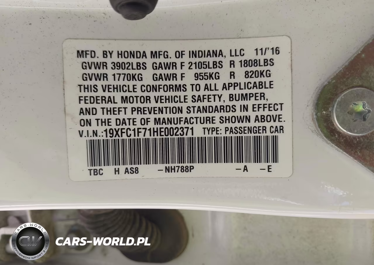 2017 Honda Civic Ex-L VIN:19XFC1F71HE002371 - 9