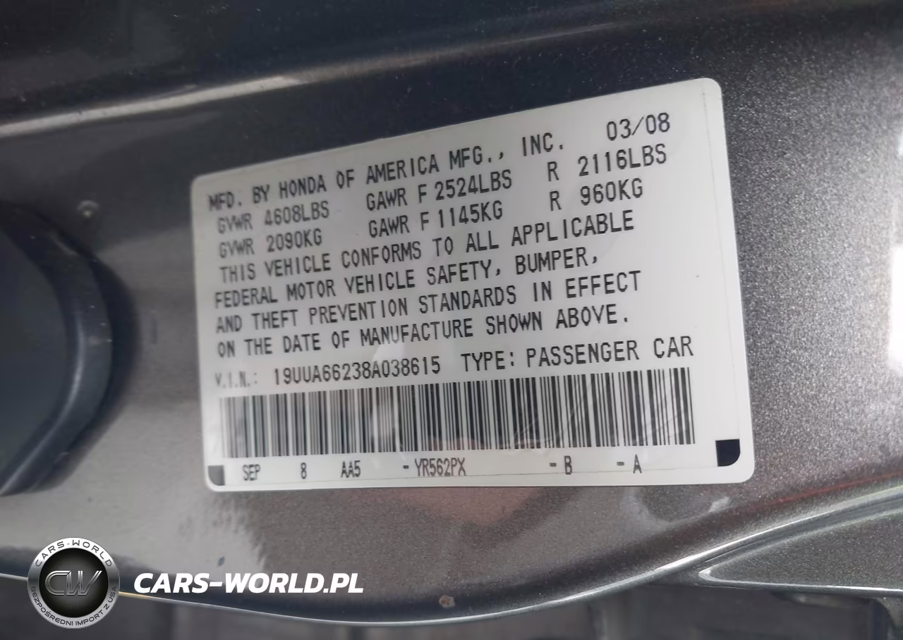 2008 Acura Tl 3.2 VIN:19UUA66238A038615 - 9