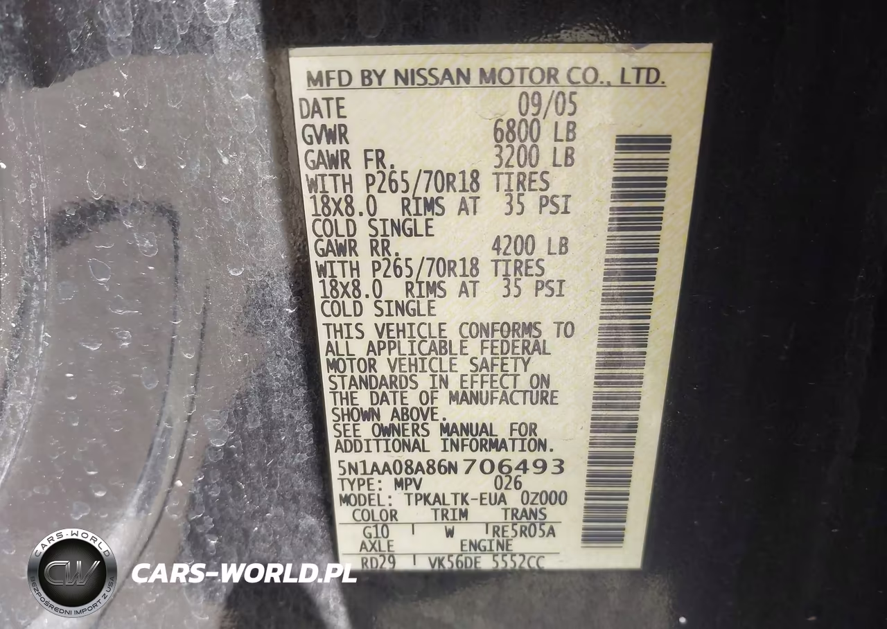 2006 Nissan Armada Se VIN:5N1AA08A86N706493 - 9
