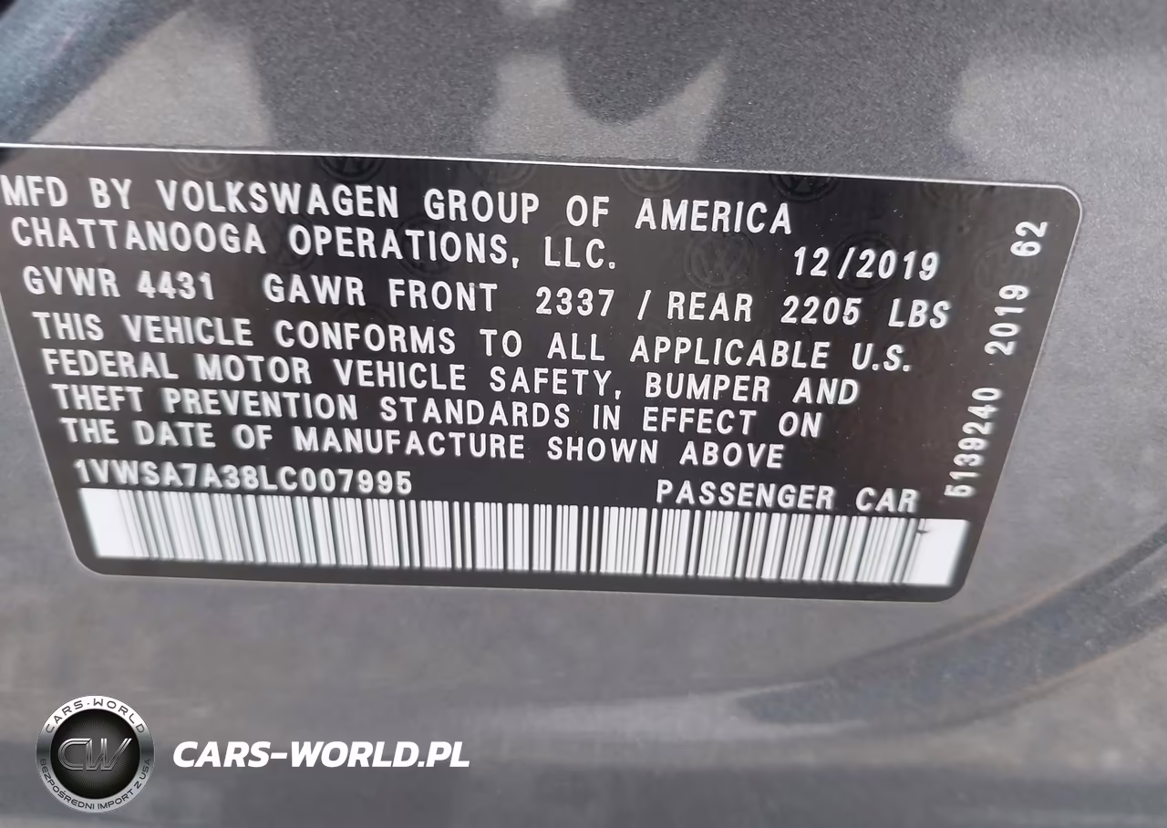 2020 Volkswagen Passat 2.0T Se VIN:1VWSA7A38LC007995 - 9