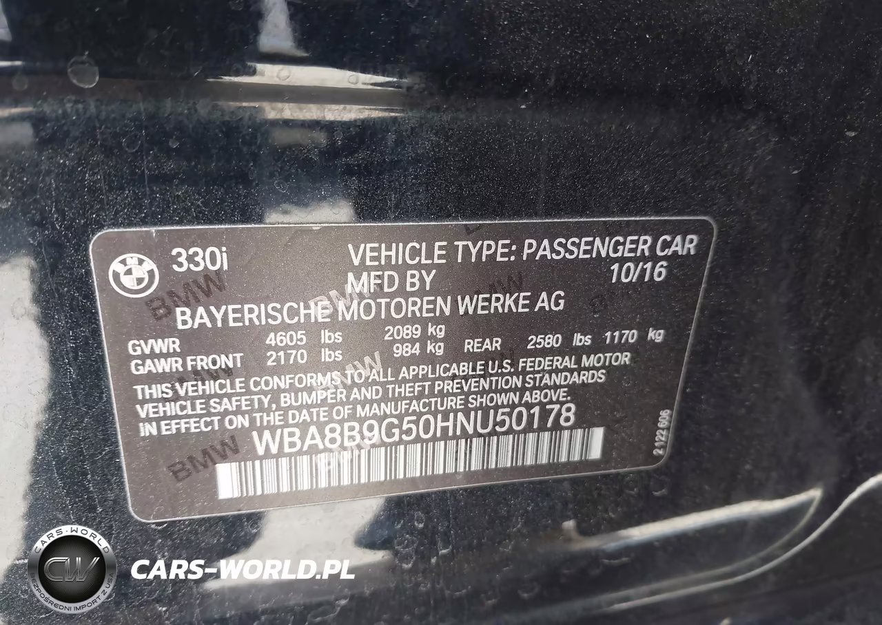2017 BMW 330I VIN:WBA8B9G50HNU50178 - 9