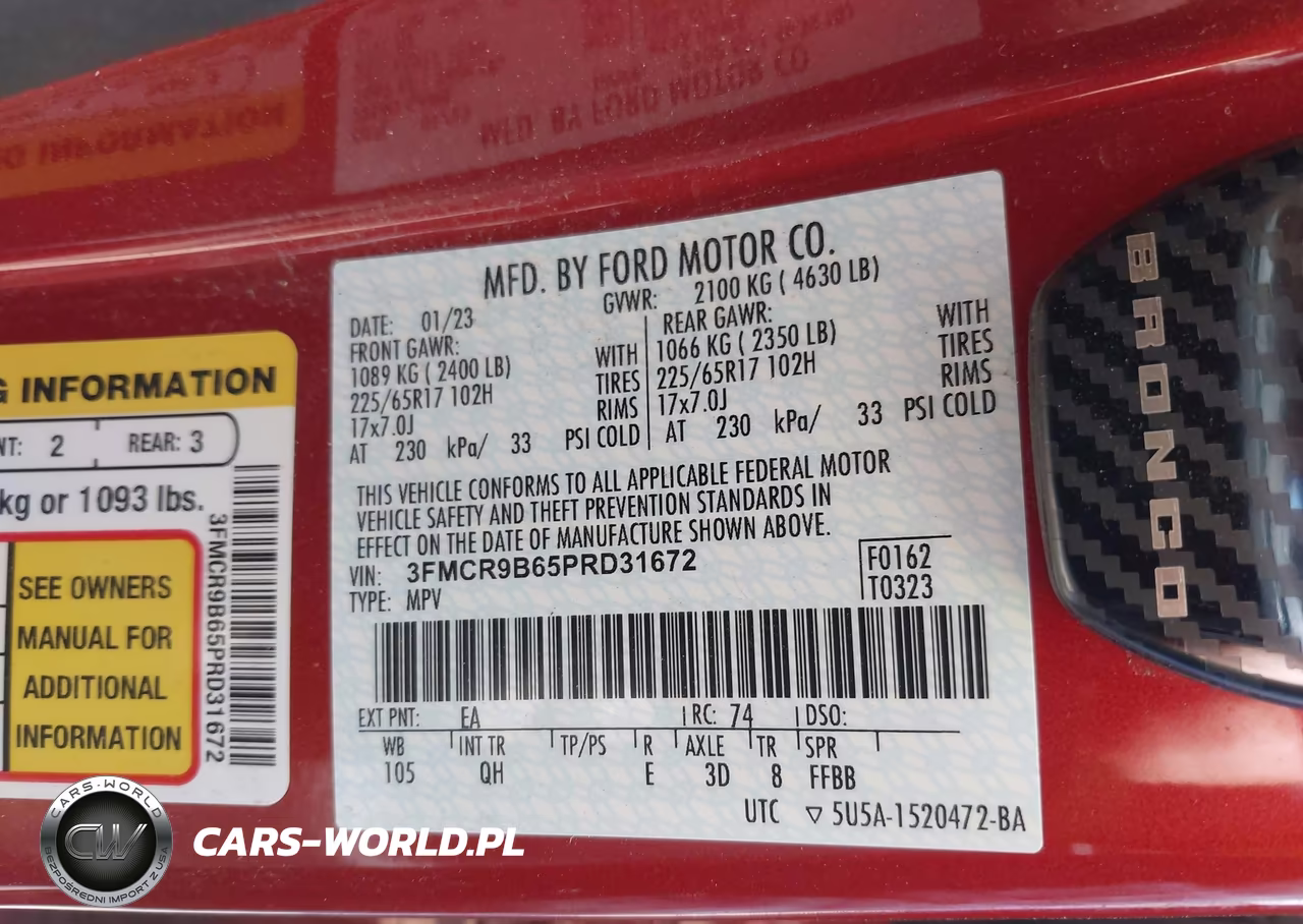 2023 Ford Bronco Sport Big Bend VIN:3FMCR9B65PRD31672 - 9