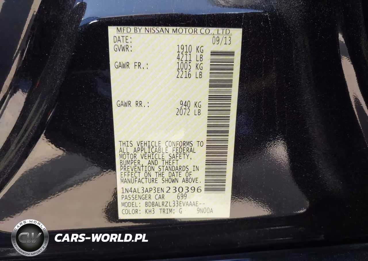2014 Nissan Altima 2.5 S VIN:1N4AL3AP3EN230396 - 9