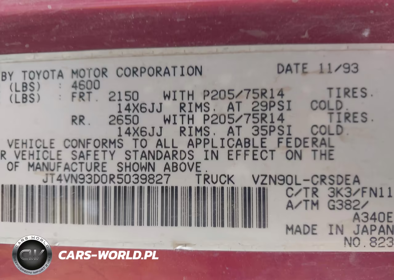 1994 Toyota Pickup 1-2 Ton Ex Lng Whlbase-Dx VIN:JT4VN93D0R5039827 - 9