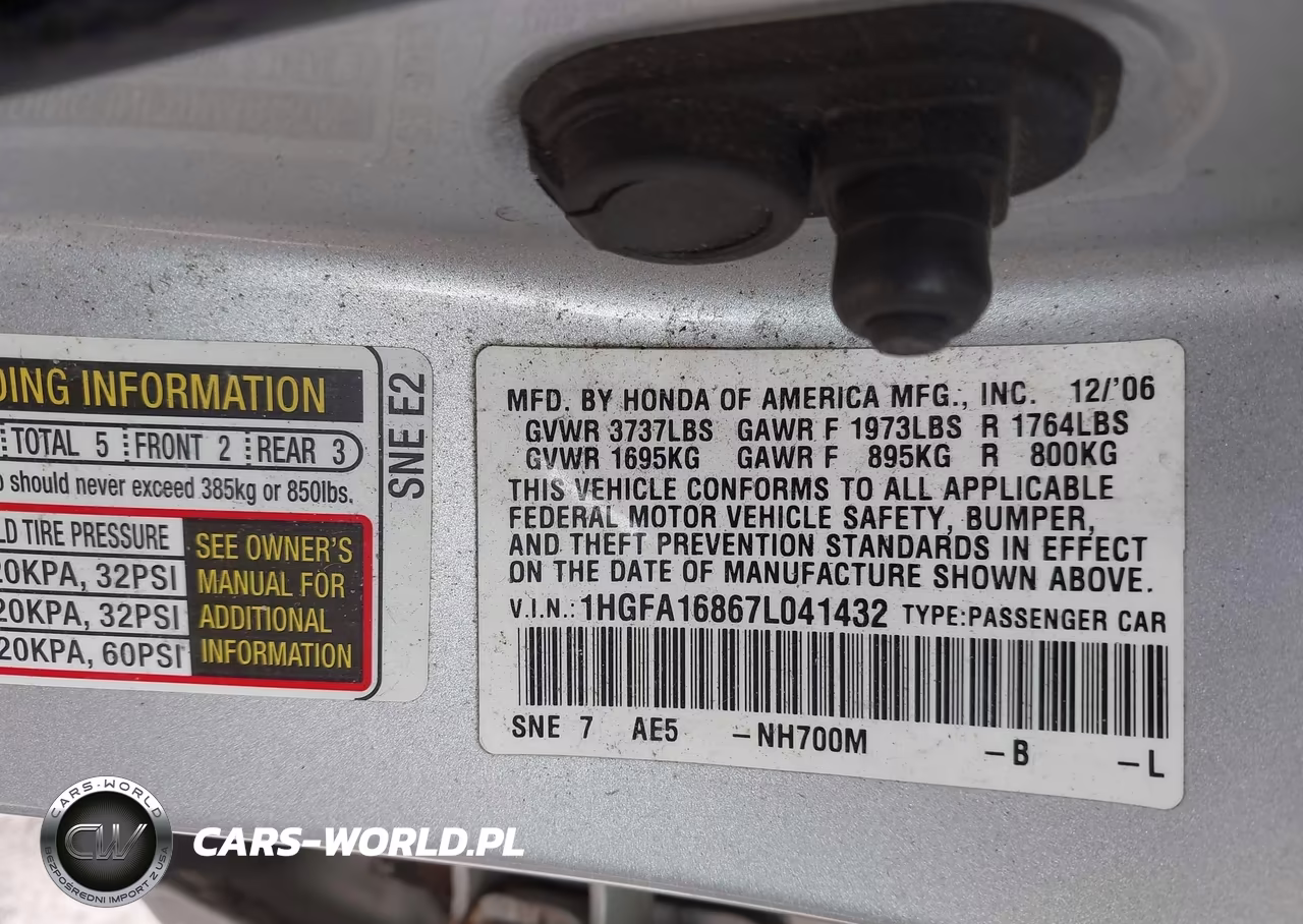 2007 Honda Civic Ex VIN:1HGFA16867L041432 - 9