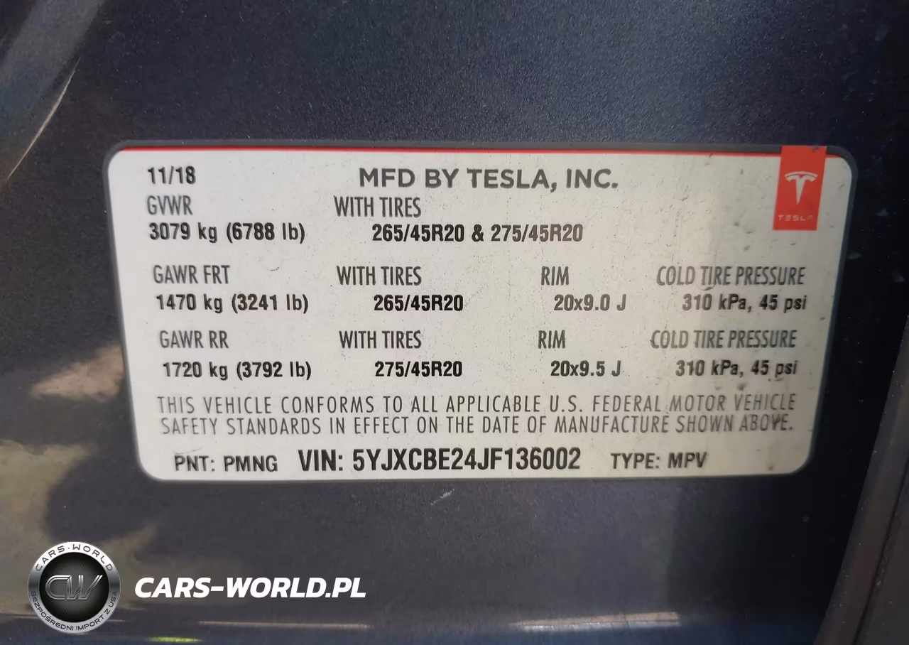 2018 Tesla Model X 100D-75D-P100D VIN:5YJXCBE24JF136002 - 9