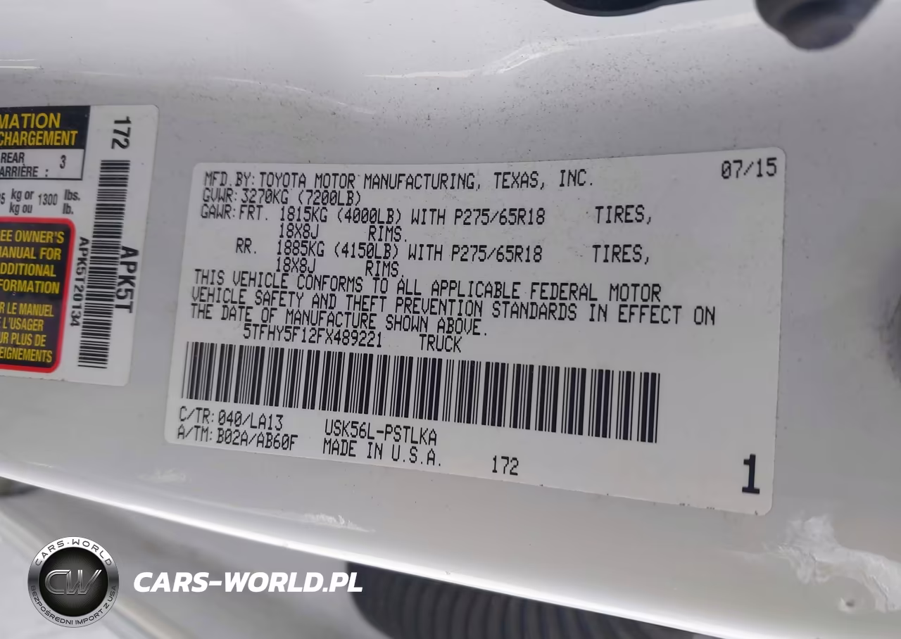2015 Toyota Tundra Limited 5.7L V8 VIN:5TFHY5F12FX489221 - 9