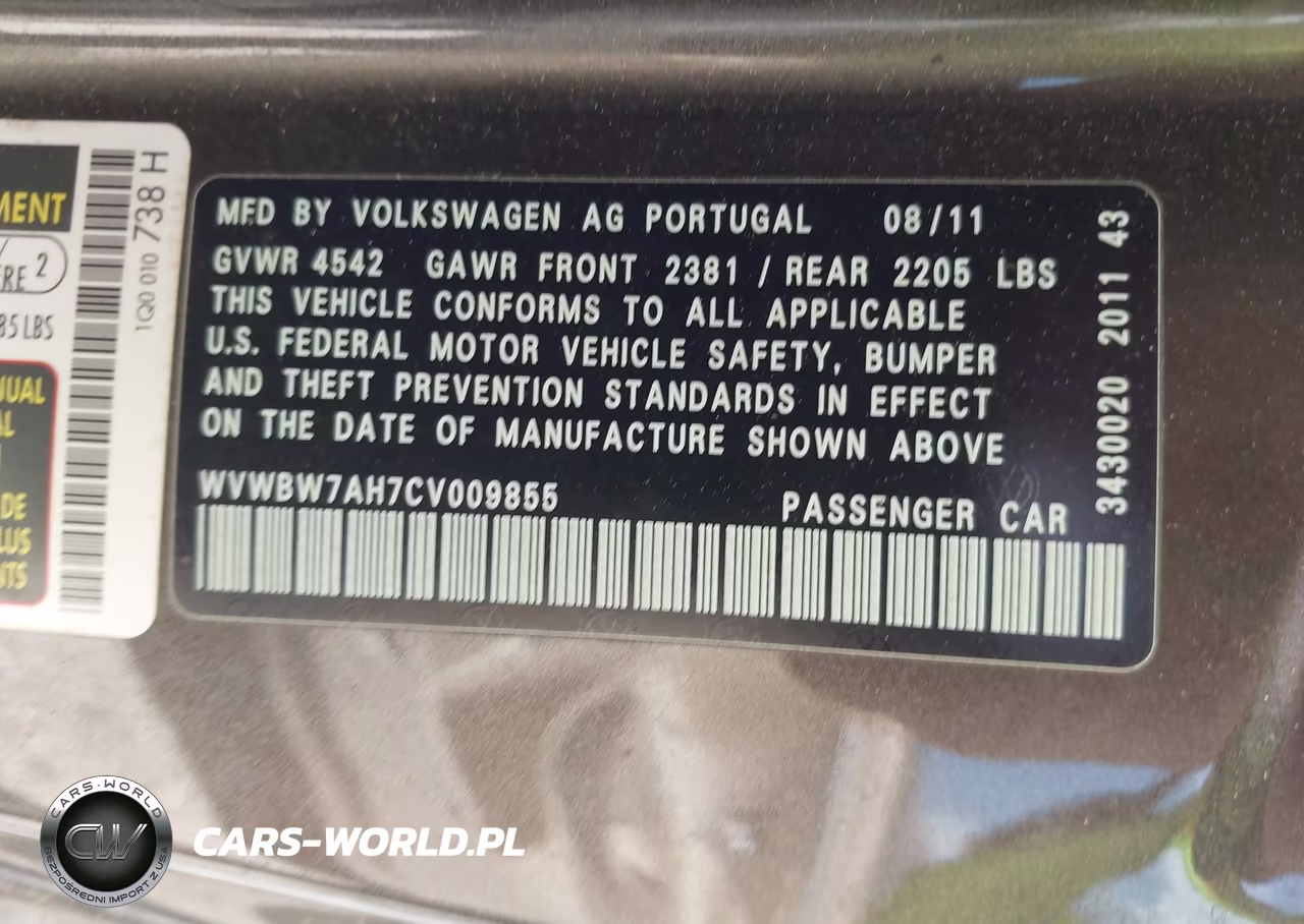 2012 Volkswagen Eos Komfort VIN:WVWBW7AH7CV009855 - 9