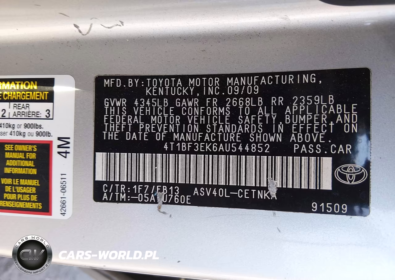 2010 Toyota Camry Le VIN:4T1BF3EK6AU544852 - 9