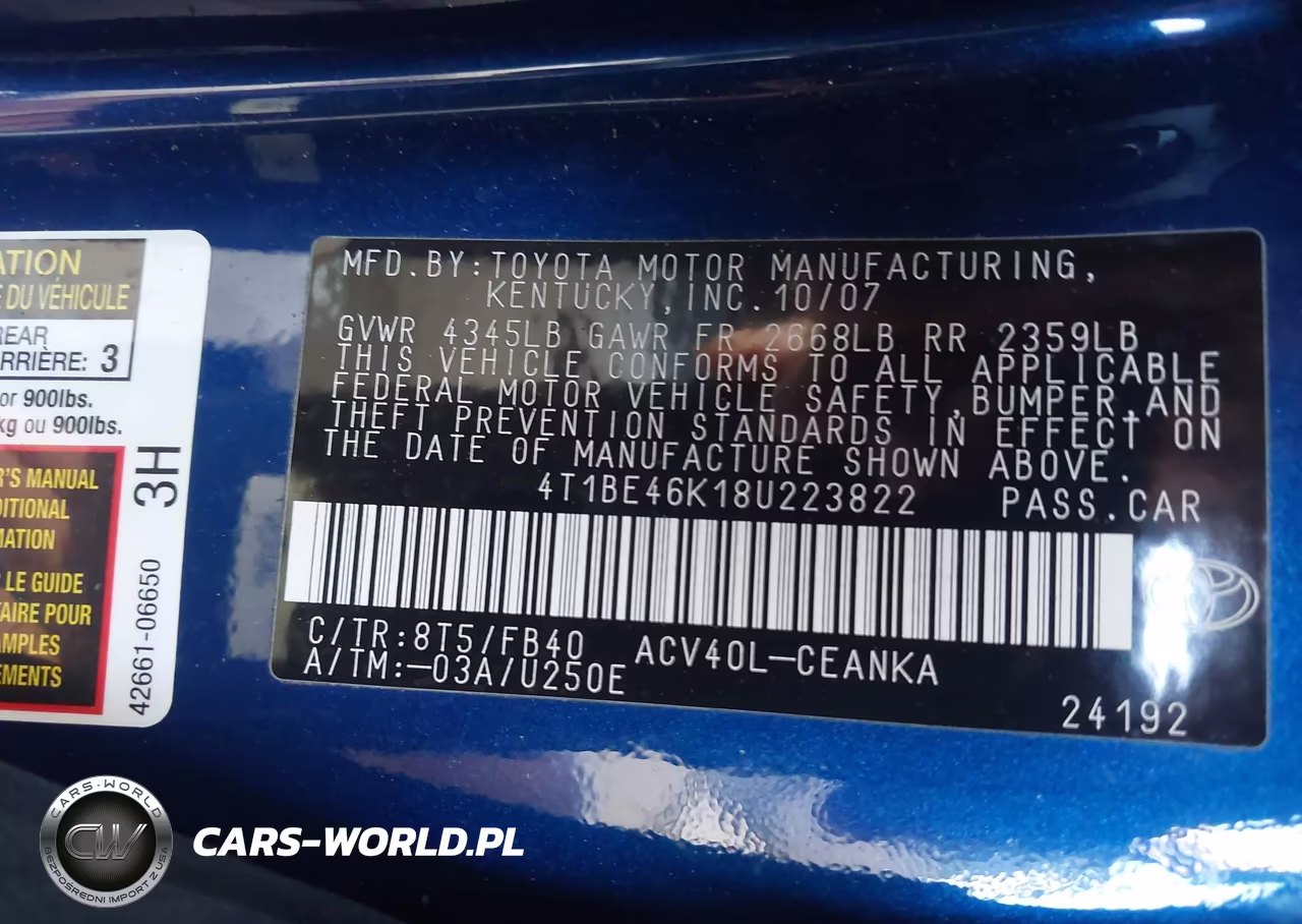 2008 Toyota Camry Le VIN:4T1BE46K18U223822 - 9