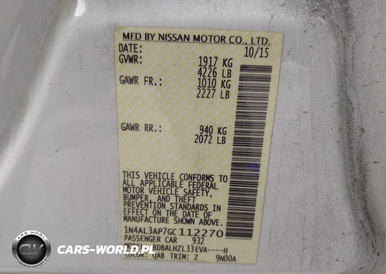 2016 Nissan Altima 2.5 Sr VIN:1N4AL3AP7GC112270 - 9
