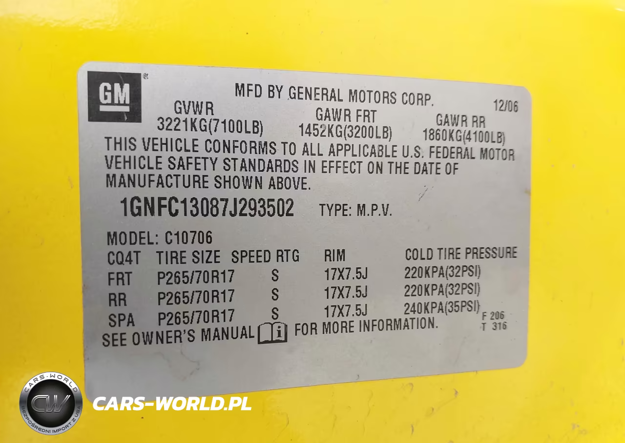 2007 Chevrolet Tahoe Lt VIN:1GNFC13087J293502 - 9