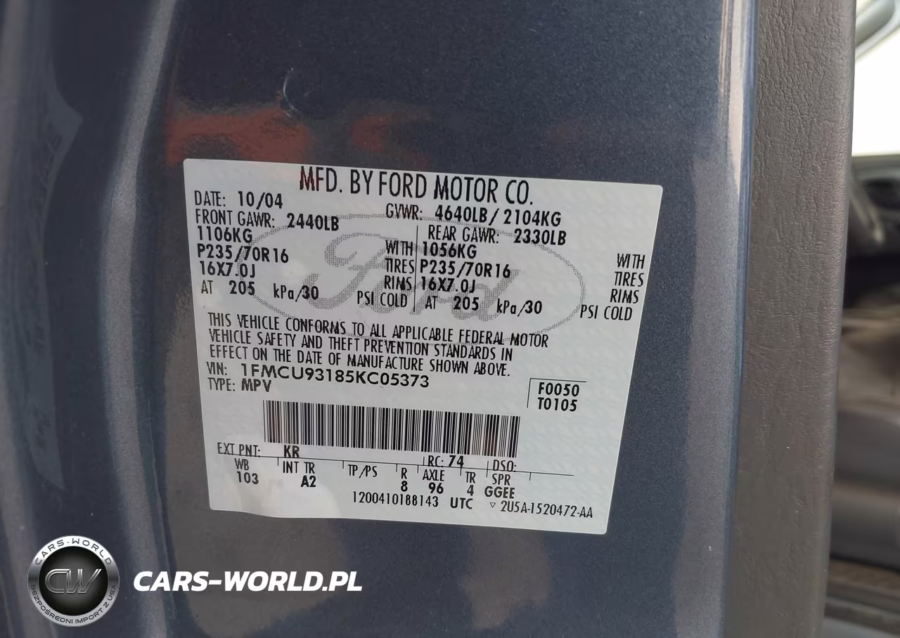 2005 Ford Escape Xlt VIN:1FMCU93185KC05373 - 9