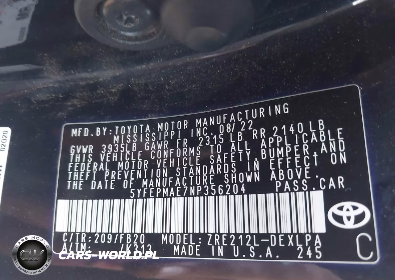 2022 Toyota Corolla Le VIN:5YFEPMAE7NP356204 - 9