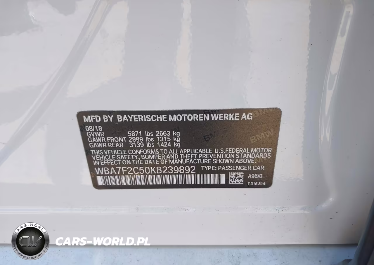 2019 BMW 750I xDrive VIN:WBA7F2C50KB239892 - 9