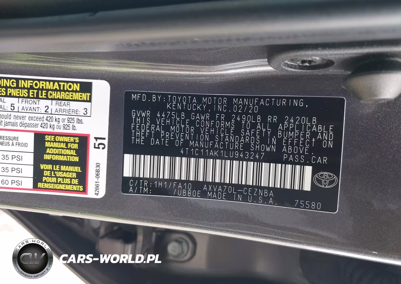2020 Toyota Camry Le VIN:4T1C11AK1LU943247 - 9