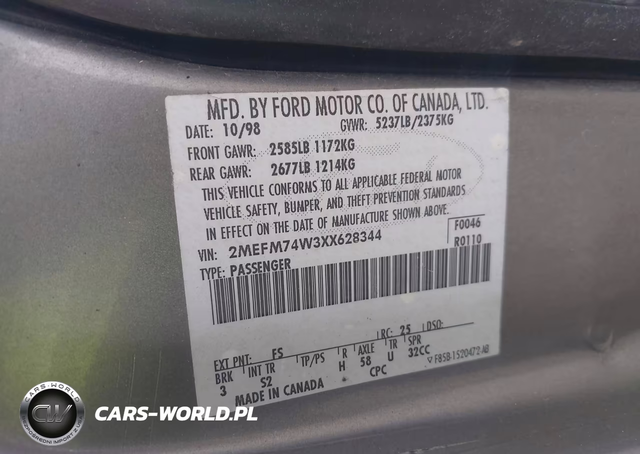 1999 Mercury Grand Marquis Gs VIN:2MEFM74W3XX628344 - 9