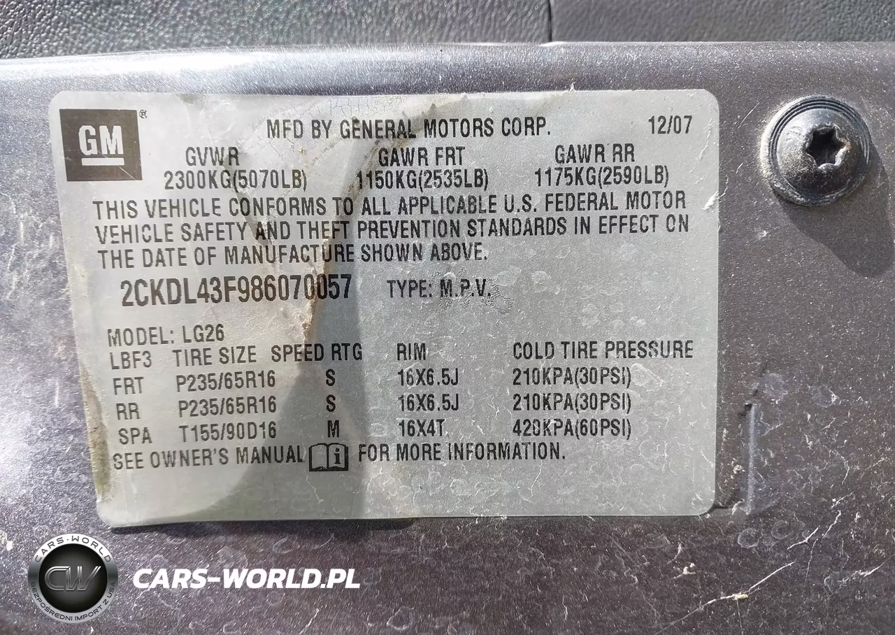 2008 Pontiac Torrent VIN:2CKDL43F986070057 - 9