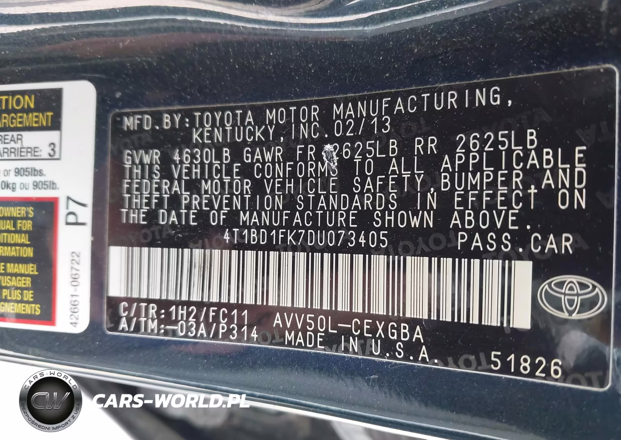 2013 Toyota Camry Hybrid Xle VIN:4T1BD1FK7DU073405 - 9
