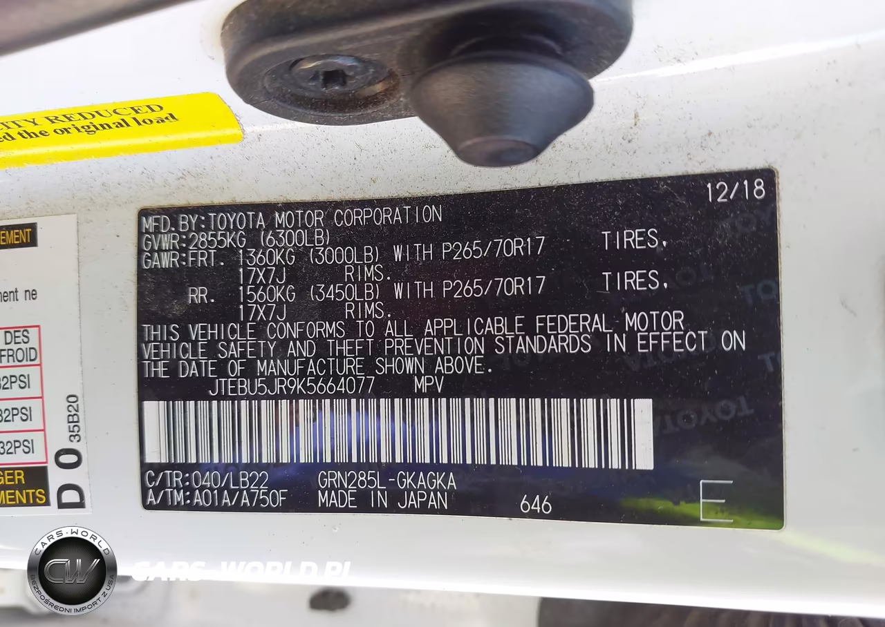 2019 Toyota 4Runner Sr5 Premium VIN:JTEBU5JR9K5664077 - 9