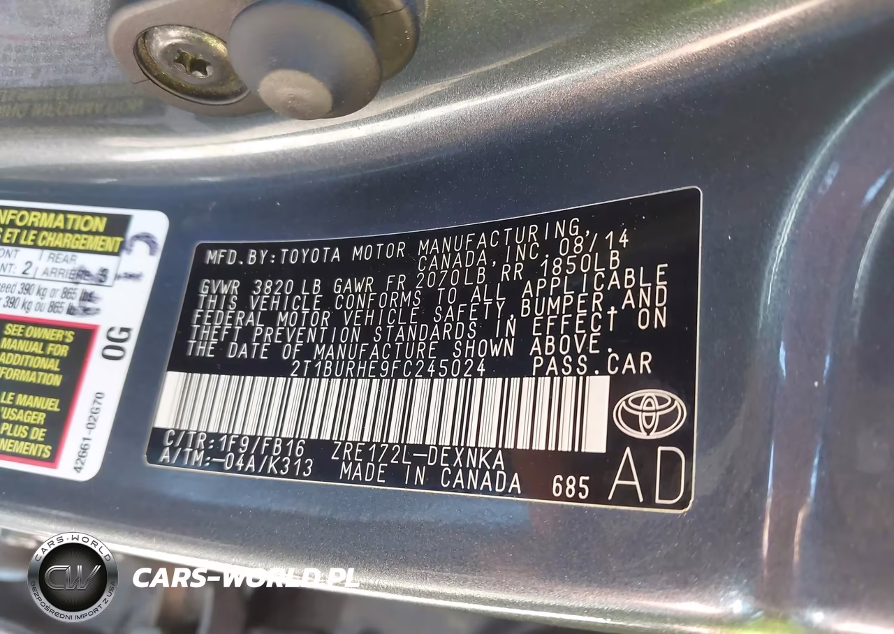 2015 Toyota Corolla Le VIN:2T1BURHE9FC245024 - 9