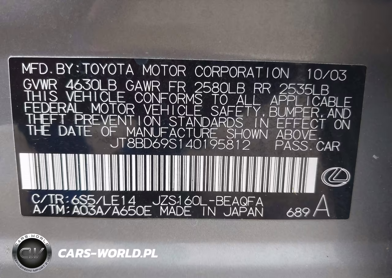 2004 Lexus Gs 300 VIN:JT8BD69S140195812 - 9