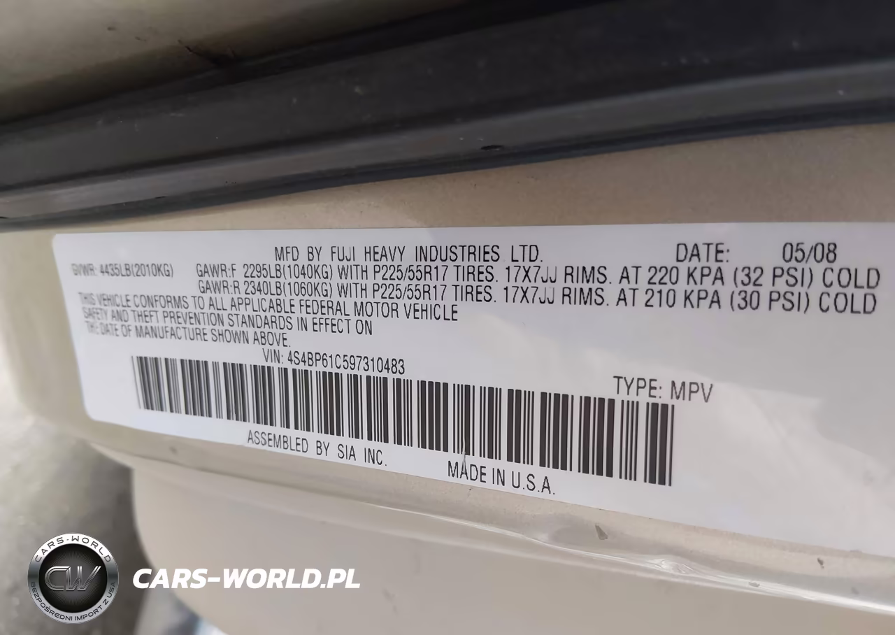2009 Subaru Outback 2.5I VIN:4S4BP61C597310483 - 9