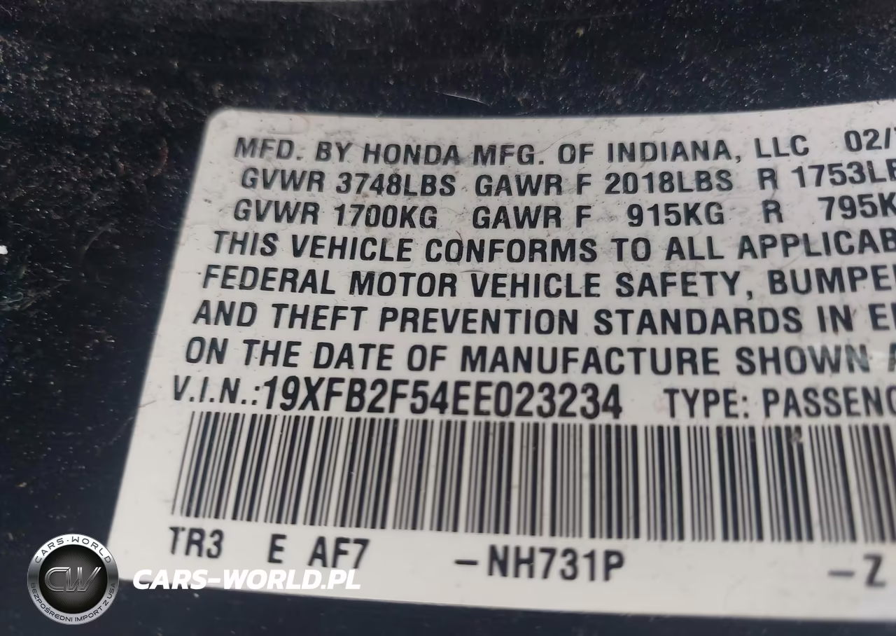 2014 Honda Civic Lx VIN:19XFB2F54EE023234 - 9