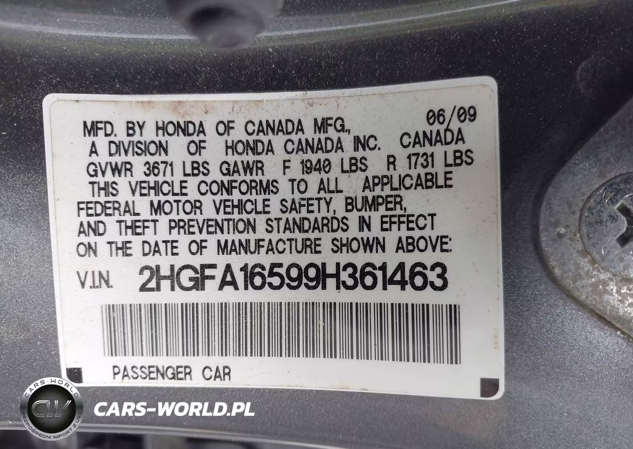 2009 Honda Civic Lx VIN:2HGFA16599H361463 - 9
