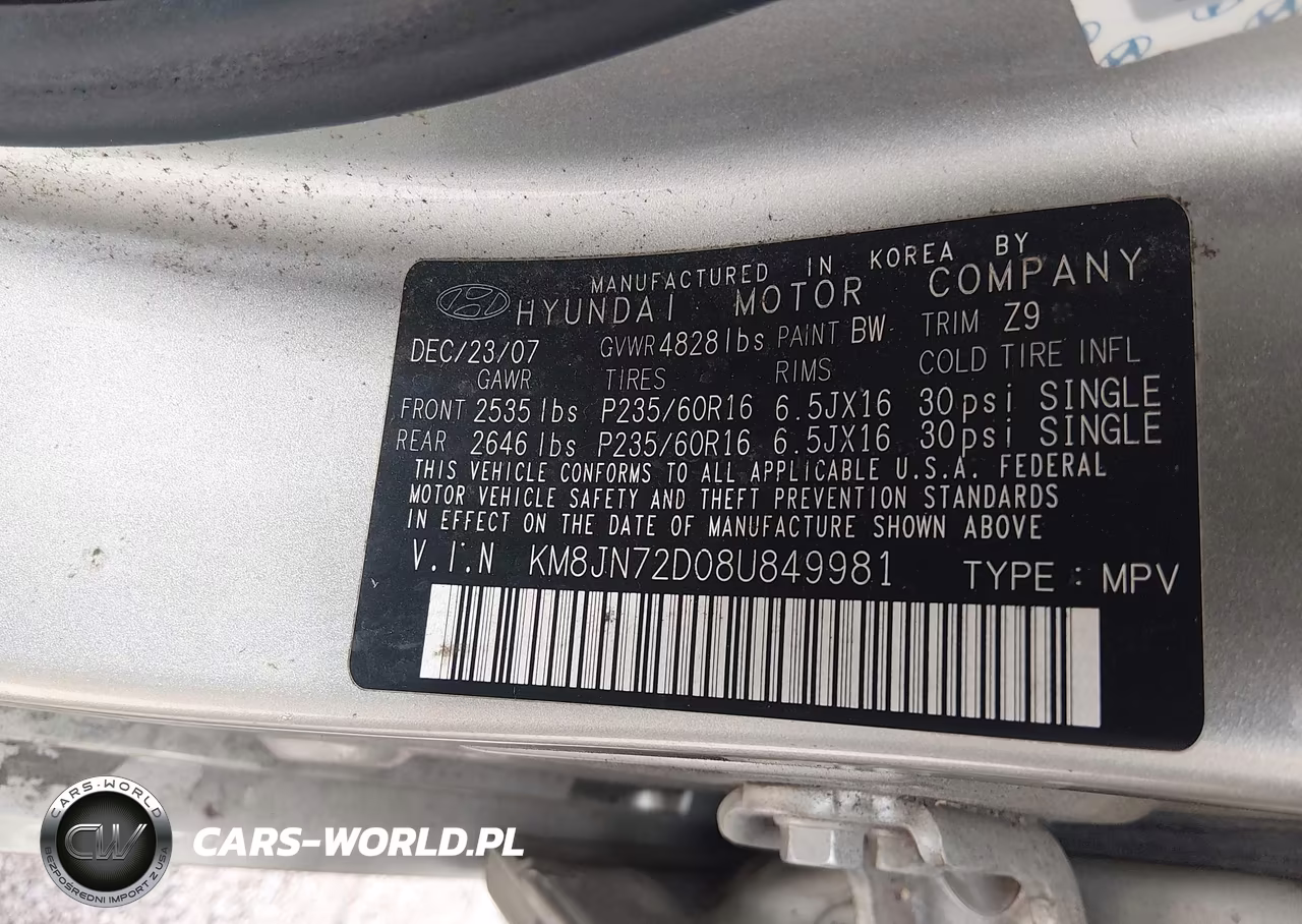 2008 Hyundai Tucson Limited V6-Se VIN:KM8JN72D08U849981 - 9