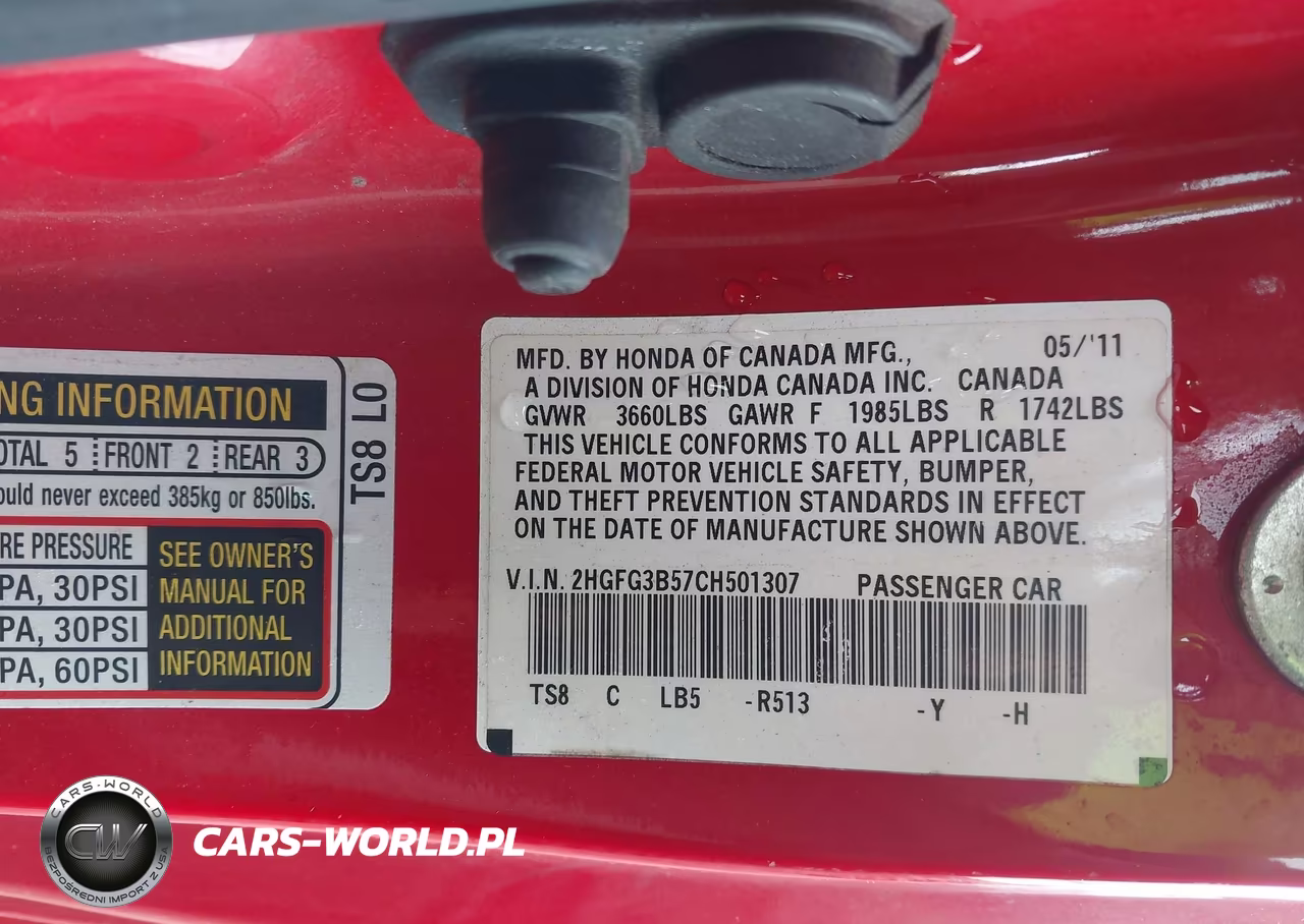 2012 Honda Civic Lx VIN:2HGFG3B57CH501307 - 9