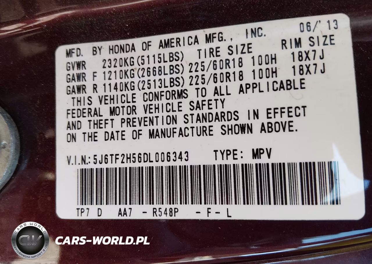 2013 Honda Crosstour Ex-L V6 VIN:5J6TF2H56DL006343 - 9