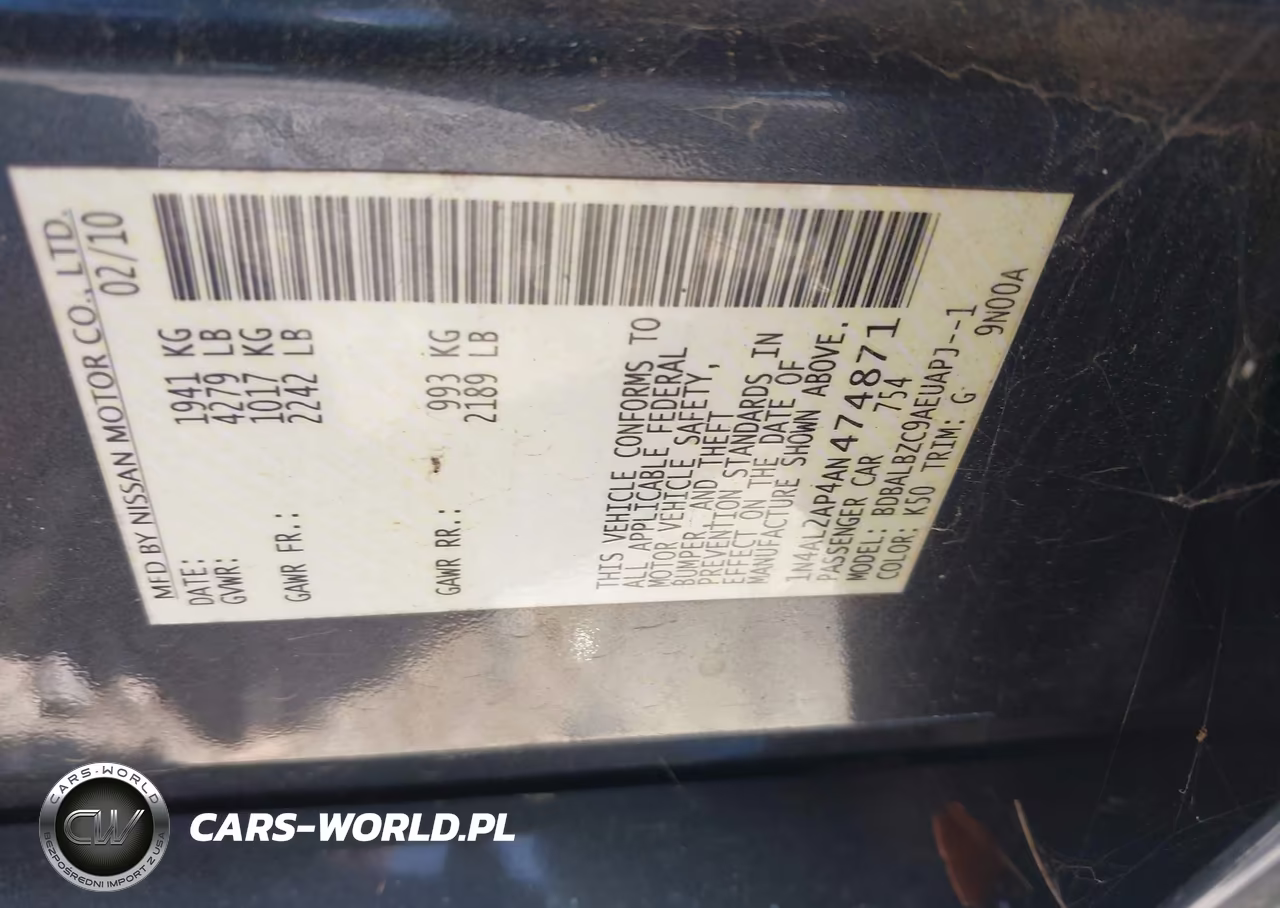 2010 Nissan Altima 2.5 S VIN:1N4AL2AP4AN474871 - 9