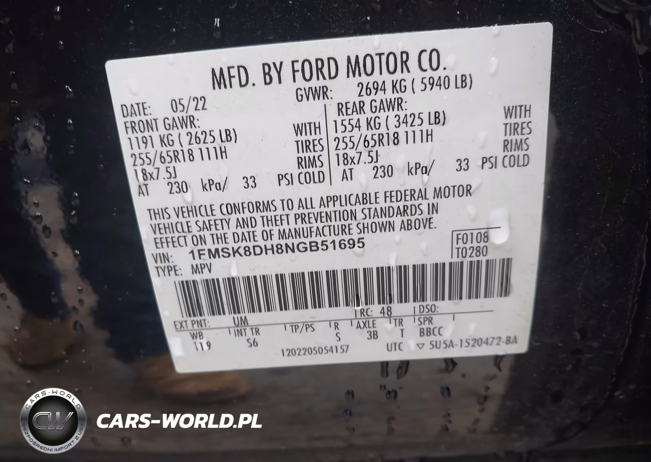 2022 Ford Explorer Xlt VIN:1FMSK8DH8NGB51695 - 9