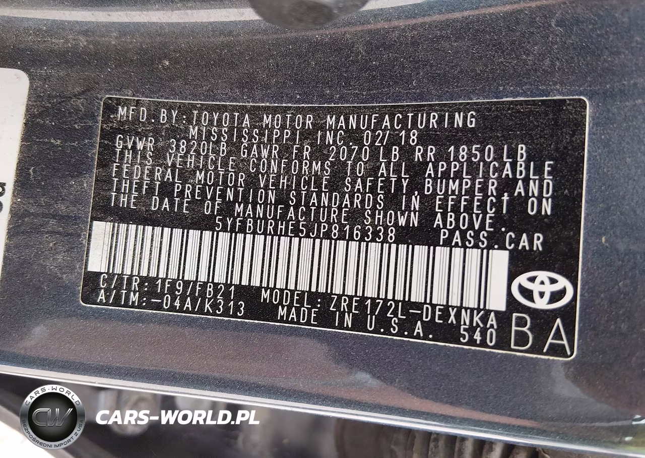 2018 Toyota Corolla Le VIN:5YFBURHE5JP816338 - 9
