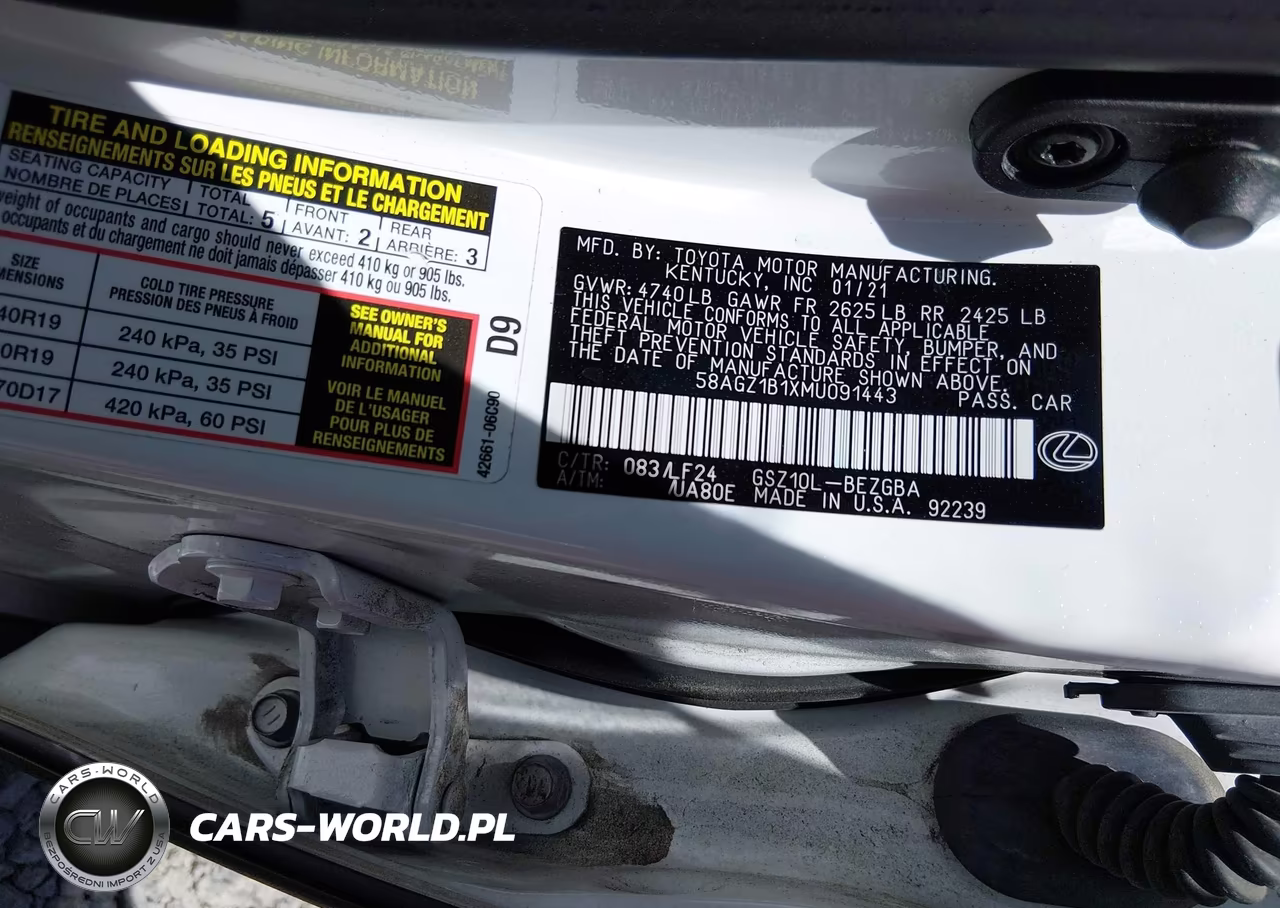 2021 Lexus Es 350 F Sport VIN:58AGZ1B1XMU091443 - 9